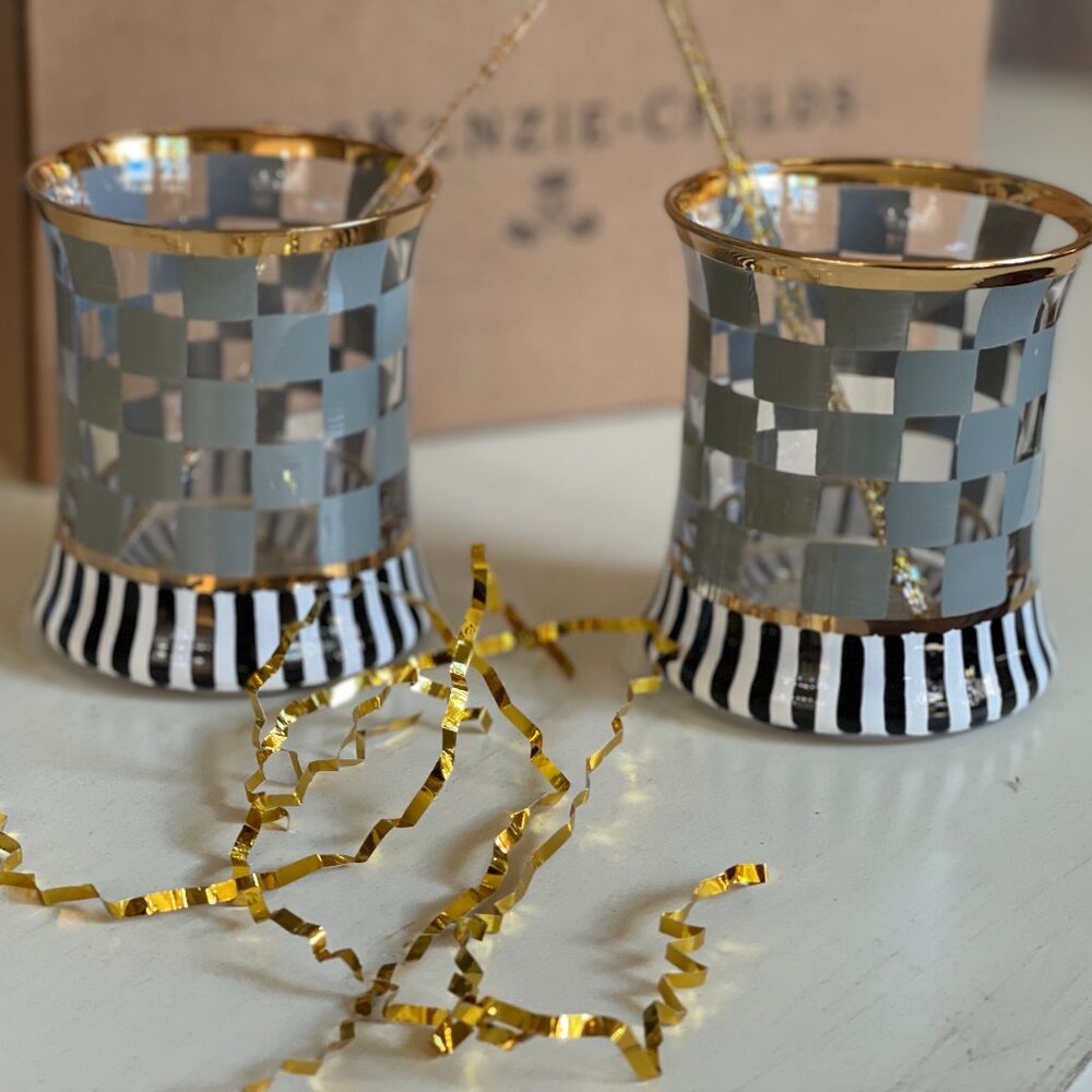 MacKenzie-Childs Carnival Sterling Tumbler Glasses (Set of 2)-NEW - Picture 9 of 12